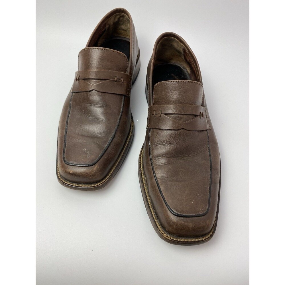 Johnston & Murphy Men’s Brown Leather Slip On Penny Loafers 8